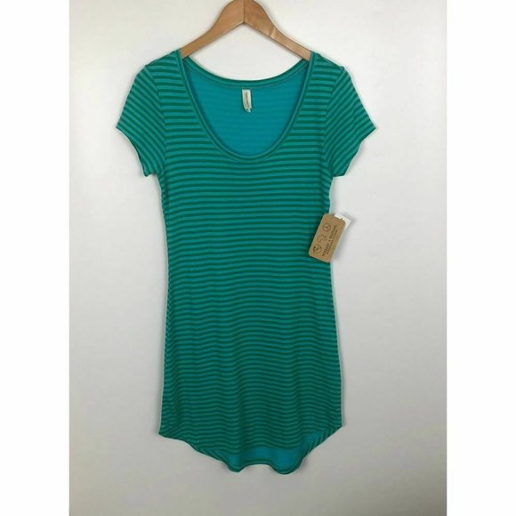 NWT Threads 4 Thought Womens Beatrice Dress XS Green Striped T-shirt Scoop Neck - Picture 2 of 7